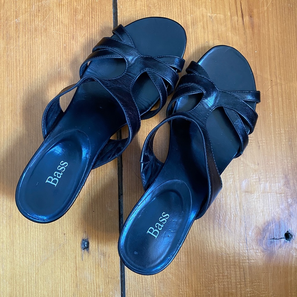 Black Slip On Sandals - Size 9